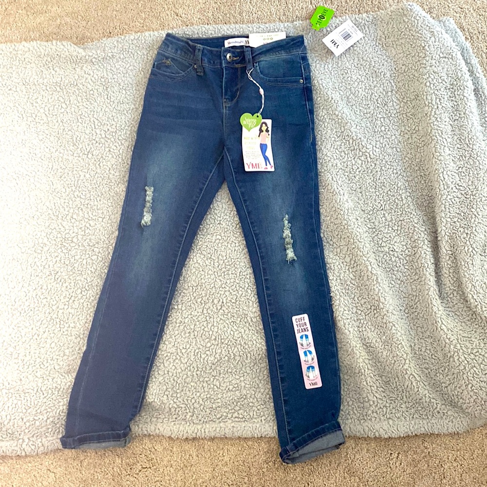 Ymi girls dark blue jeans with fake rips | Never worn with tags |Open for offers